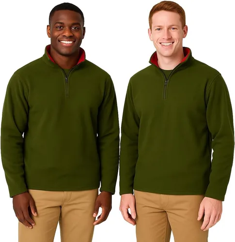 Vista 2 de JH DESIGN GROUP Sudadera Pullover Térmica de Forro Polar con Cremallera de un Cuarto para Hombre de Manga Larga Suéter de Peso Medio en 6