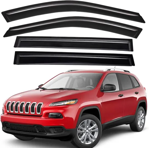 Vista 7 de Lightronic Visera de ventana de ventilación automática con clip extra duradero, se adapta a Jeep Cherokee 2014-2023, protección UV, deflector