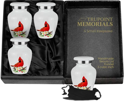Vista 6 de Trupoint Memorials Urnas pequeñas para recuerdo de cenizas humanas, mini urna de cremación decorativa para hombres y mujeres adultos, juego de 4