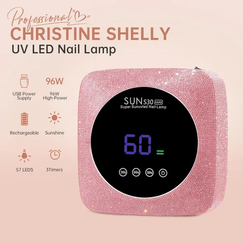 Vista 4 de Lámpara de uñas LED UV inalámbrica de 96 W para uñas de gel, diamantes de imitación
