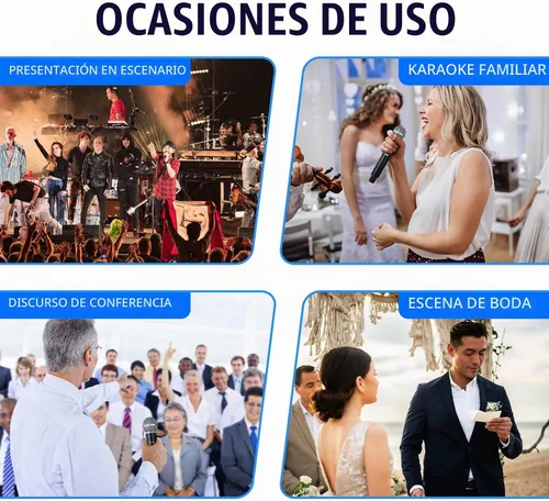 Vista 9 de Depusheng Sistema de micrófonos inalámbricos con 2 canales, micrófono inalámbrico de mano Inalambrico, rango UHF de 200 pies, micrófonos