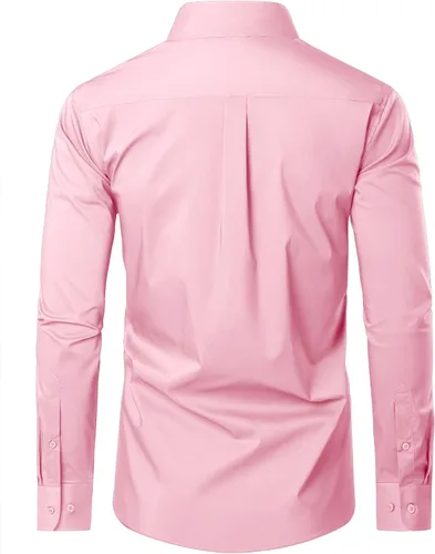 Vista 3 de Camisas de vestir para hombre, camisas de vestir de manga larga para hombre, camisa de algodón con botones, camisas de vestir regulares grandes