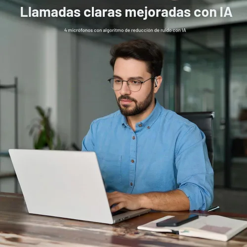 Vista 3 de Auriculares inalámbricos Bluetooth, auriculares con ganchos para los oídos V5.4, auriculares intraurales con conexión estable, graves profundos