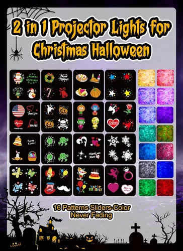 Vista 2 de Minetom Proyector de luces de Navidad de Halloween para exteriores, 26 efectos HD (ondas oceánicas 3D + patrones), impermeable, con temporizador