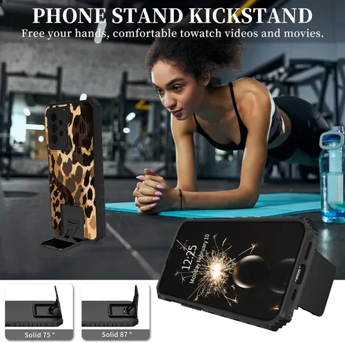 Vista 6 de Funda para Samsung Galaxy A53 5G con cubierta de cámara y soporte de soporte, resistente a prueba de golpes, TPU funda protectora para Samsung
