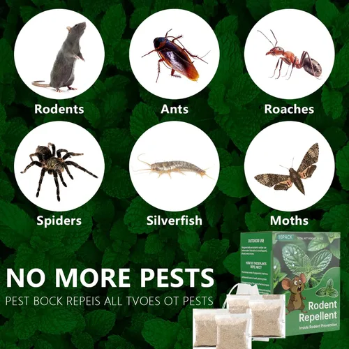 Vista 4 de Mouse Rodent Repellent, 10 Pack Peppermint Lemon Oil Mice Repellent for Squirrel Rats Spider Pests, Natural Deterrent for Kitchen, Warehouse, Car