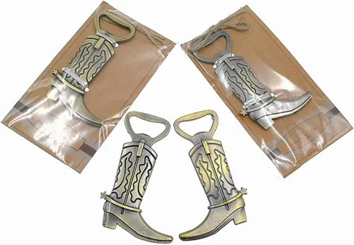 Vista 4 de Abridor de botellas para botas de vaquero para recuerdos de fiesta de boda (12 unidades, tono bronce)