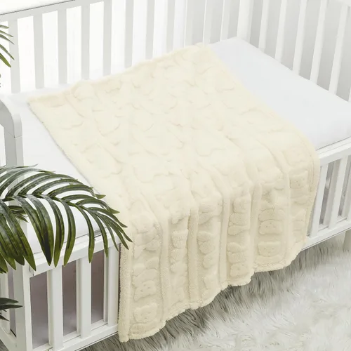 Vista 14 de CREVENT - Manta bonita, cómoda y mullida para bebés, niños y niñas, 30 x 40 pulgadas, ropa de cama, para cuna y cochecito, regalo para recién Oso