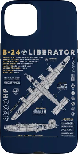 Vista 9 de iPhone 15 B-24 Liberator Consolidated Aircraft B24 Bomber Vintage Case