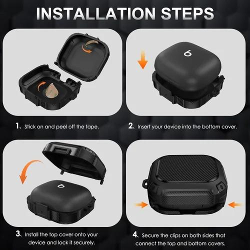 Vista 7 de Cubierta de protección LDSXAY de fibra de carbono a prueba de golpes [Bloqueo seguro mejorado] para estuche de Powerbeats Pro 2, con kit de limpieza