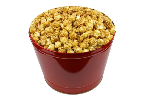 Vista 9 de Signature Popcorn - Lata de metal reutilizable rojo sólido de 2 galones - Mantequilla, caramelo y queso cheddar