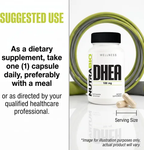Vista 6 de NutraBio Suplemento DHEA para hombres y mujeres - 100 mg - 60 Cápsulas