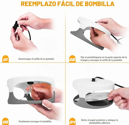 Vista 7 de Trampas para pulgas para el interior de tu hogar con recambios de almohadillas adhesivas y bombillas