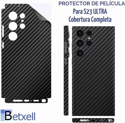Vista 3 de S23 Ultra Skin Wrap 3M - Película protectora de vinilo de fibra de carbono para Galaxy (piel de envoltura completa)
