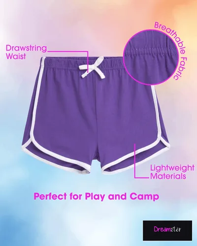 Vista 2 de Dreamstar Pantalones cortos deportivos para niña, paquete de 6 pantalones cortos deportivos con delfines (talla 7-16)