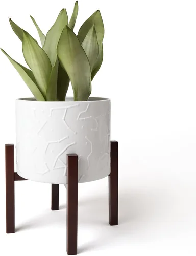 Vista 7 de LA JOLIE MUSE Macetas para plantas, maceta de cerámica de 8 pulgadas con soporte para plantas