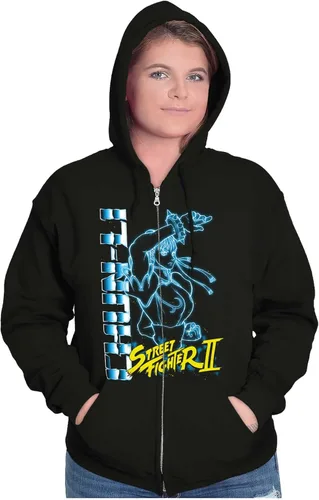 Vista 3 de Brisco Brands Street Fighter 90s Gamer Chun-Li - Sudadera con capucha para hombre y mujer