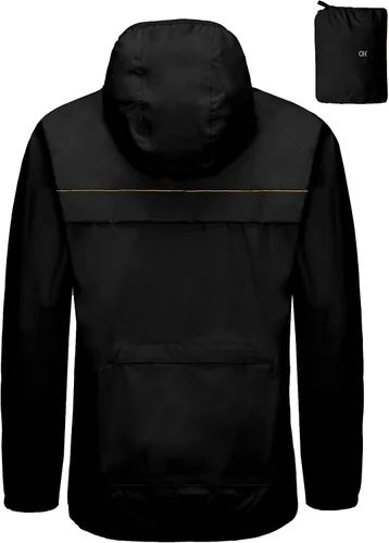 Vista 2 de Little Donkey Andy Chaqueta de lluvia elástica para hombre con capucha, resistente al viento y al agua, plegable