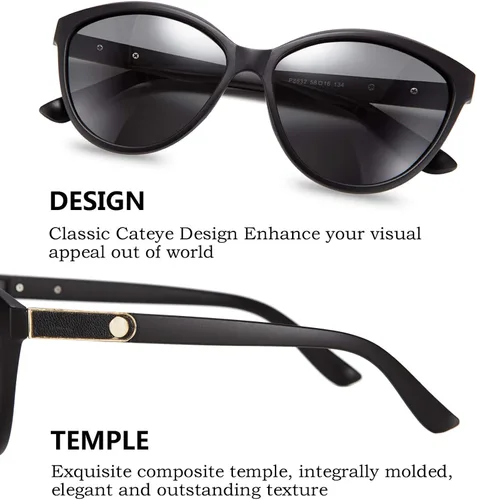 Vista 3 de FEISEDY Gafas de sol polarizadas clásicas Cateye para mujer, 100% protección UV B2512, 58mm