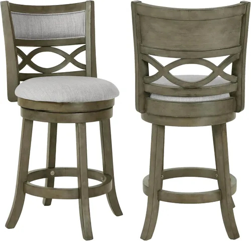 Vista 14 de New Classic Furniture Manchester Pub - Taburetes de bar giratorios de altura de pub, juego de 2, 29 pulgadas, asiento y respaldo tapizados de tela