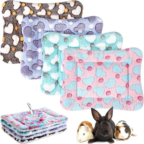 Vista 9 de Haull - Juego de ropa de cama impermeable de conejillo de indias, suave para perro y gato, tapete de felpa para jaula de animales pequeños, conejo