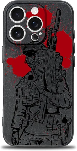 Vista 81 de SIMPLYMDRN Funda delgada para iPhone 12 Pro Max, diseño de guerrero, funda genial para hombres, funda de soldado de combate, delgada y flexible