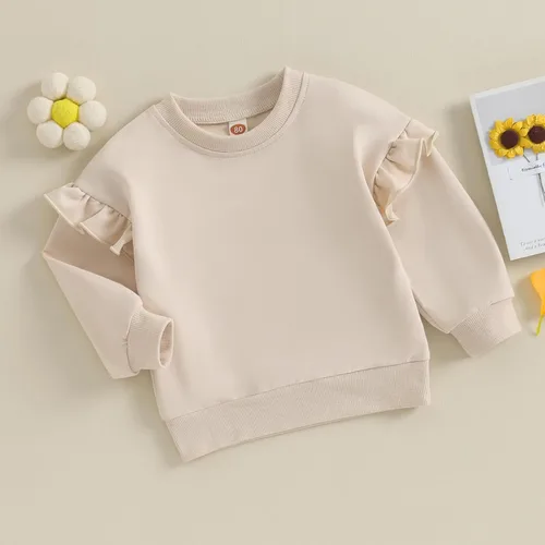 Vista 38 de Sudadera unisex de algodón de color sólido para bebé, camiseta de manga larga con cuello redondo