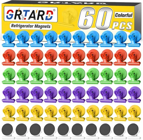 Vista 39 de Grtard Paquete de 6 clips magnéticos resistentes, clips magnéticos para refrigerador, imanes de refrigerador, clip magnético fuerte, imanes sin Negro