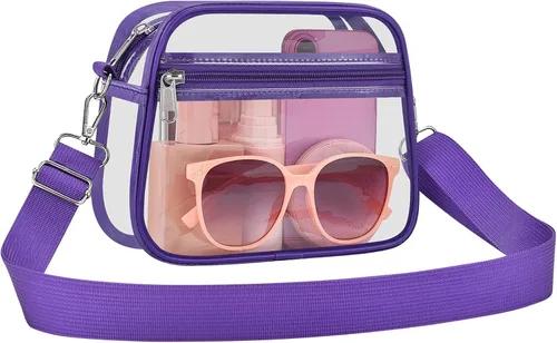 Vista 21 de COK Bolsa transparente para eventos de estadio, bolsas cruzadas para mujeres y hombres, bolso transparente para conciertos y festivales
