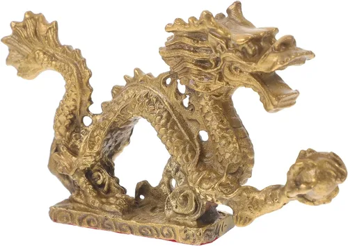 Vista 4 de Beavorty Estatua de dragón chino Feng Shui, escultura de dragón dorado, figuras reales del zodiaco 2023, escultura de año nuevo, adornos de mesa