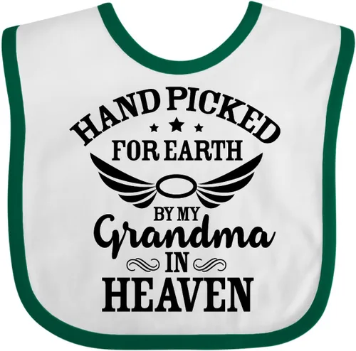 Vista 3 de inktastic Handpicked for Earth By My Grandma in Heaven Angel Wings Baby Bib