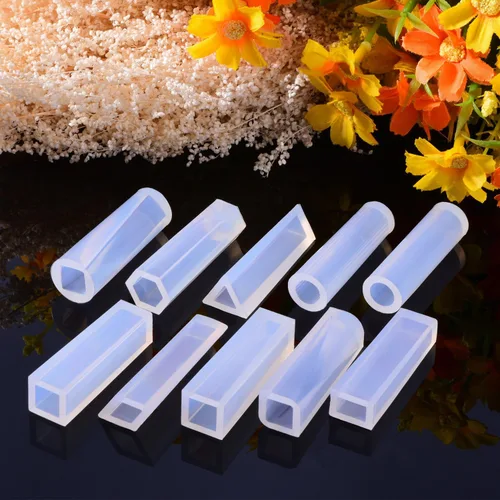 Vista 6 de TecUnite 15 moldes de resina de silicona para colgantes de joyería y 100 tornillos de ojo, Silicona
