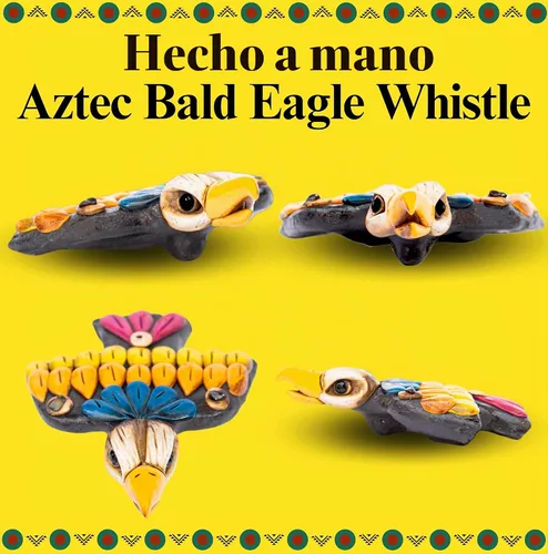 Vista 4 de Silbato Azteca Silbato Azteca Águila de Barro Hecho en México - Silbato de la Muerte - Silbato de pájaro de arcilla con sonido de águila cantante