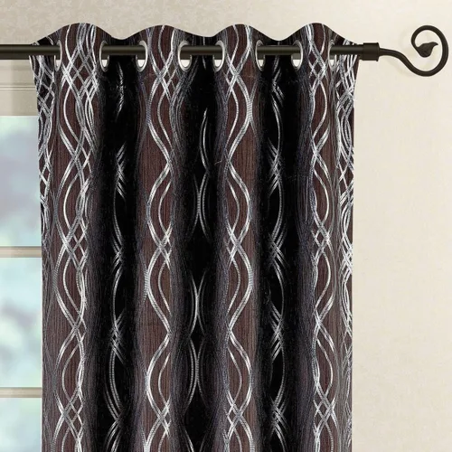 Vista 2 de Royal Bedding Regalia - Paneles de cortina de ventana con textura jacquard abstracta con ojales superiores, juego de 2 paneles, 52 x 63 pulgadas