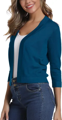 Vista 4 de Urban CoCo Cárdigan corto de mangas34 para mujer suéter elegante