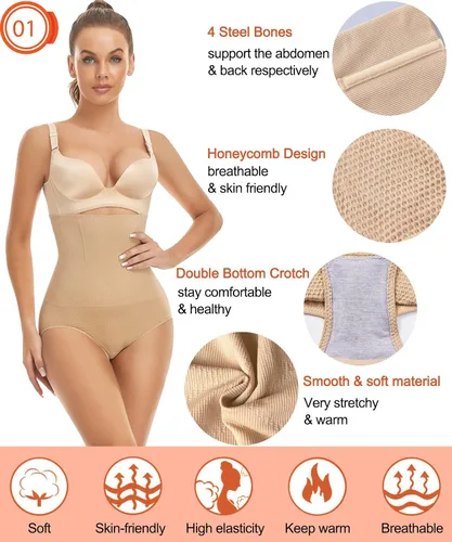 Vista 2 de Bragas moldeadoras para mujer con control de abdomen levantamiento de glúteos cintura alta moldeador de cintura