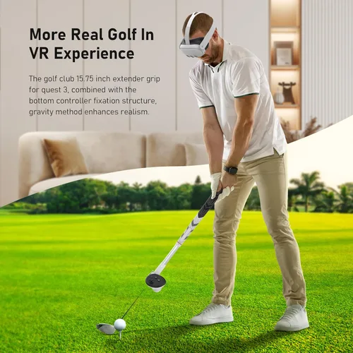 Vista 6 de UPOK VR Golf Club Attachment Compatible with MetaOculus Quest 3 - Controllers Grips Professional Handle Sleeve for Golf +, Golf 5,eClub Enhance