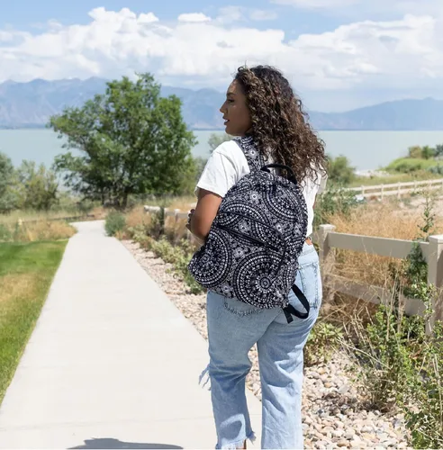 Vista 6 de Vera Bradley Mochila Campus de algodón para mujer Motivos de globo de nieve - Algodón reciclado