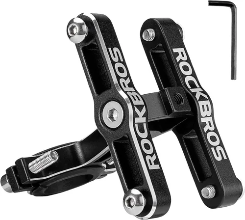 Vista 9 de ROCKBROS Adaptador de jaula de botella de bicicleta, manillar de bicicleta, soporte de botella de agua, soporte de botella de aluminio ajustable