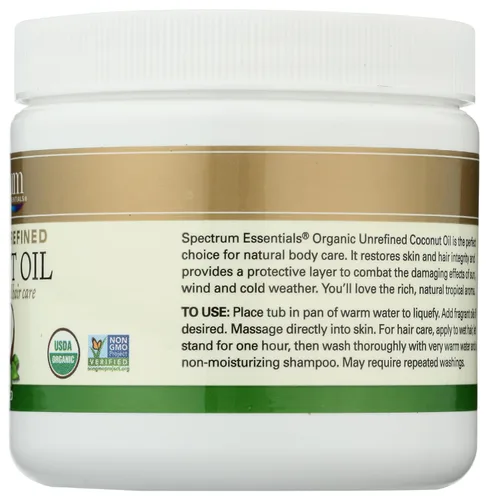 Vista 7 de Aceite de coco orgánico Spectrum Essentials, sin refinar, 15 onzas