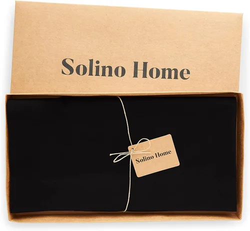 Vista 4 de Solino Home Mantel de lino de algodón, cuadrado negro, Dru 52 x 52 pulgadas