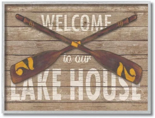Vista 11 de Stupell Industries Welcome Lake House - Placa de pared con diseño de palabras de casa de campo, 10 x 15, multicolor