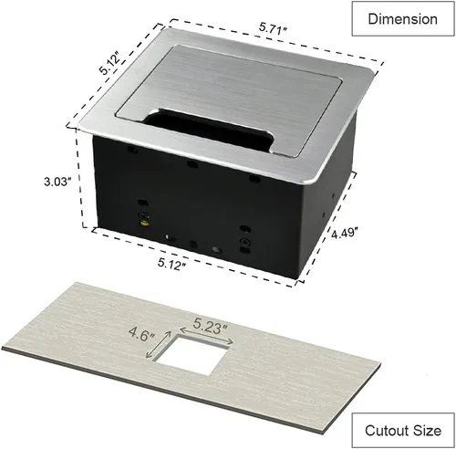 Vista 4 de Caja de conectividad de gestión de cables de cepillo de mesa con 8 agujeros de ojal para oficina de conferencias (plata)