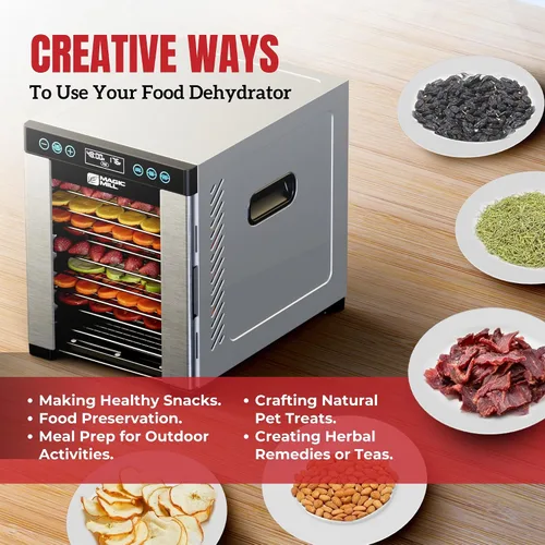 Vista 6 de Magic Mill Máquina deshidratadora profesional de alimentos 10 bandejas de acero inoxidable Secadora para cecina, golosinas para perros, hierbas