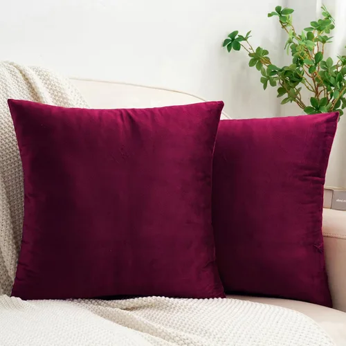 Vista 25 de HWY 50 fundas de almohada decorativas de terciopelo sólido para sofá, sala de estar., Terciopelo, gris, 20x20 pulgadas