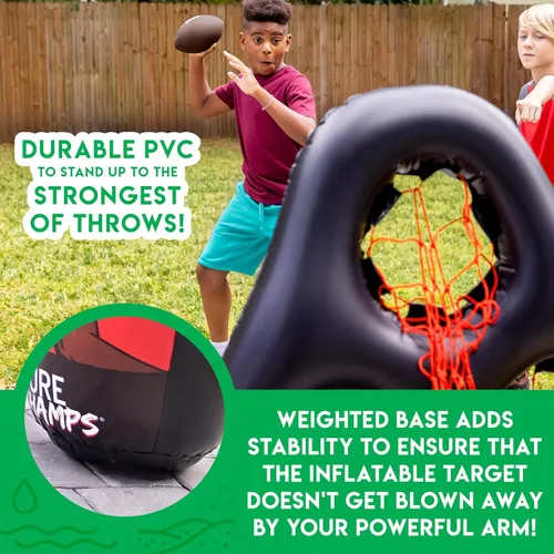 Vista 7 de Franklin Sports Juego de lanzamiento de objetivos de fútbol para niños, juguete inflable de tiro con mini pelotas de fútbol suaves - Divertido juego