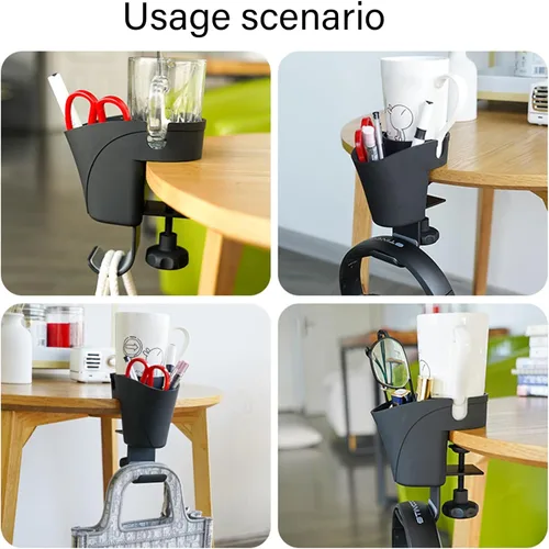 Vista 5 de Desk Organizers Clamp On Headphone Hook Cup Holder and Pen Stand Container for Efficient Workspaces Accessory