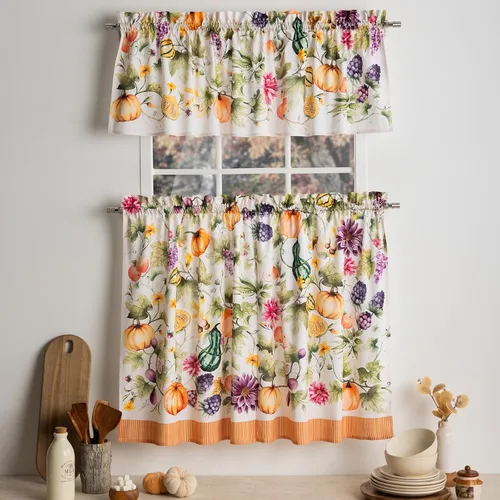 Vista 11 de Maison d' Hermine Juego de cortinas de cocina para ventanas, juego de cortinas de cocina 100% algodón, cenefas para el hogar [2 niveles