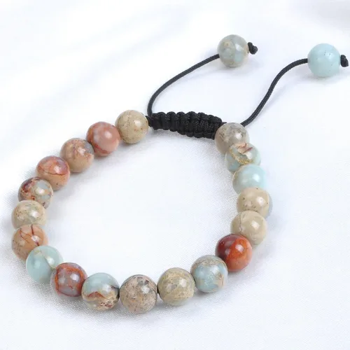Vista 3 de Massive Beads - Pulsera de cuentas de cristales de macramé con poder curativo natural, unisex, ajustable, 516 pulgadas (8 mm)