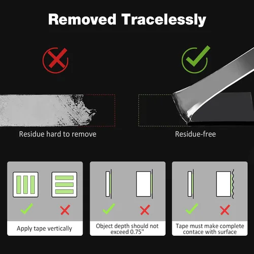 Vista 3 de Cinta nano de doble cara resistente, cinta transparente multiusos para pared, cerámica, piso, vidrio, cinta adhesiva resistente y extraíble